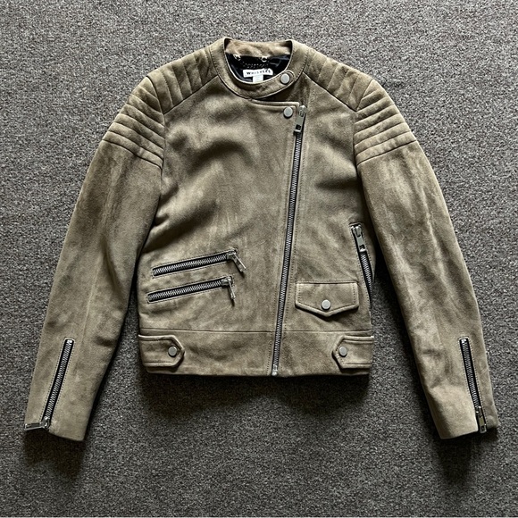 Whistles Olive Leather Jacket - Picture 1 of 16